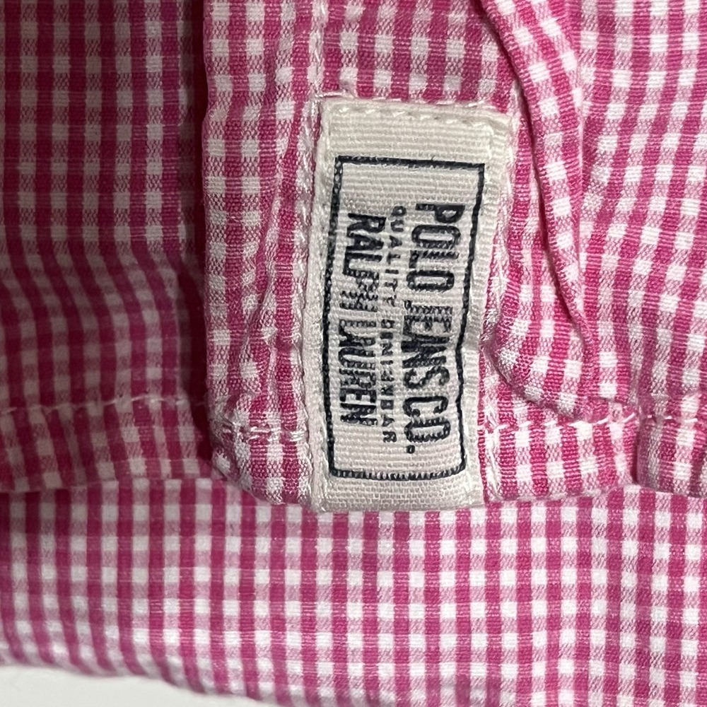 VTG Ralph Lauren Shirt Mens Polo Jeans Button Down Gingham Plaid Pink White XXL - Picture 5 of 11